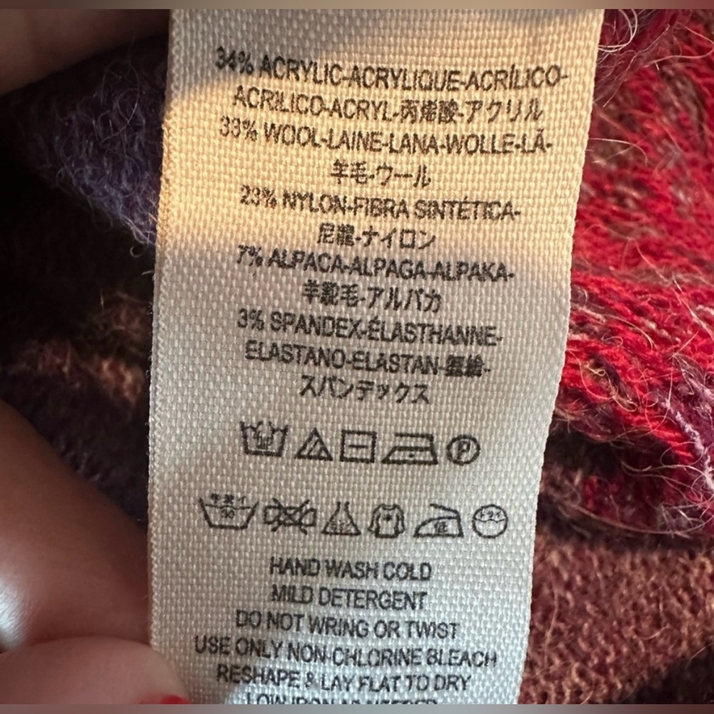 Free People Wool and Alpaca Blend Purple and Red Cropped Sweater❤️ - Picture 10 of 11